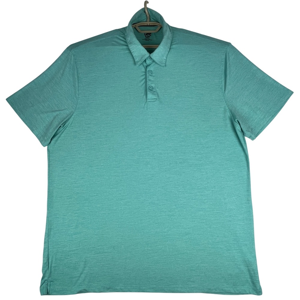 Lee Polo Shirt Mens XXL Regular Fit Teal Green Heathered Stretch